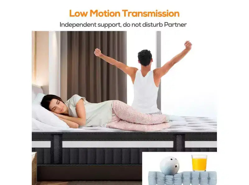 Matelas hybride en boîte 14 po King avec mousse à mémoire de forme au gel, fermeté moyenne, soulagement de la pression, doux pour la peau, isolation des mouvements, certifié CertiPUR-US