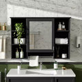 41 Inch Bathroom Wall Cabinet, Wall Mounted Medicine Cabinet with Towel Rack & Open Shelves, Over Toilet Floating Storage Cabinet for Bathroom