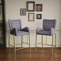 Tabourets de bar de luxe en velours 28H, lot de 2, tabourets de bar élégants avec pieds et repose-pieds dorés, fauteuil haut pour îlot de cuisine, capacité de 120 kg