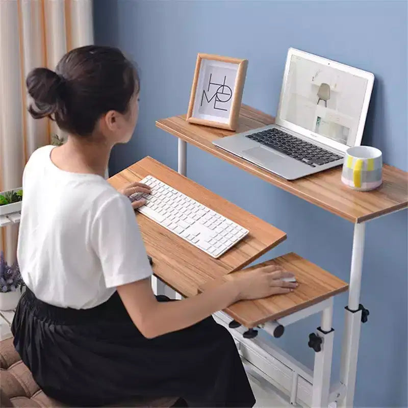 Bureau mobile assis-debout à hauteur réglable, grande station de travail informatique portable, table roulante avec roulettes verrouillables pour bureau et petits espaces
