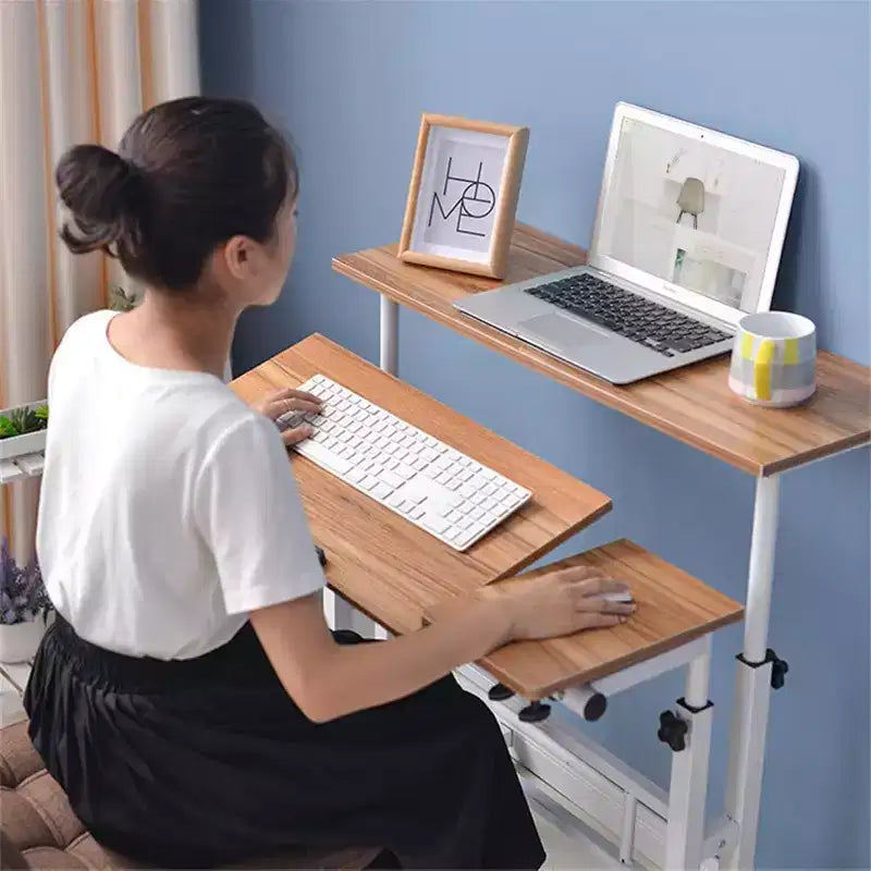 Bureau mobile assis-debout à hauteur réglable, grande station de travail informatique portable, table roulante avec roulettes verrouillables pour bureau et petits espaces
