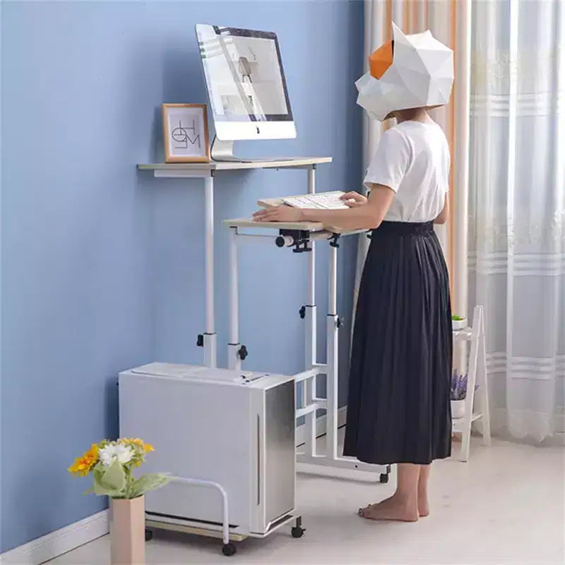 Bureau mobile assis-debout à hauteur réglable, grande station de travail informatique portable, table roulante avec roulettes verrouillables pour bureau et petits espaces