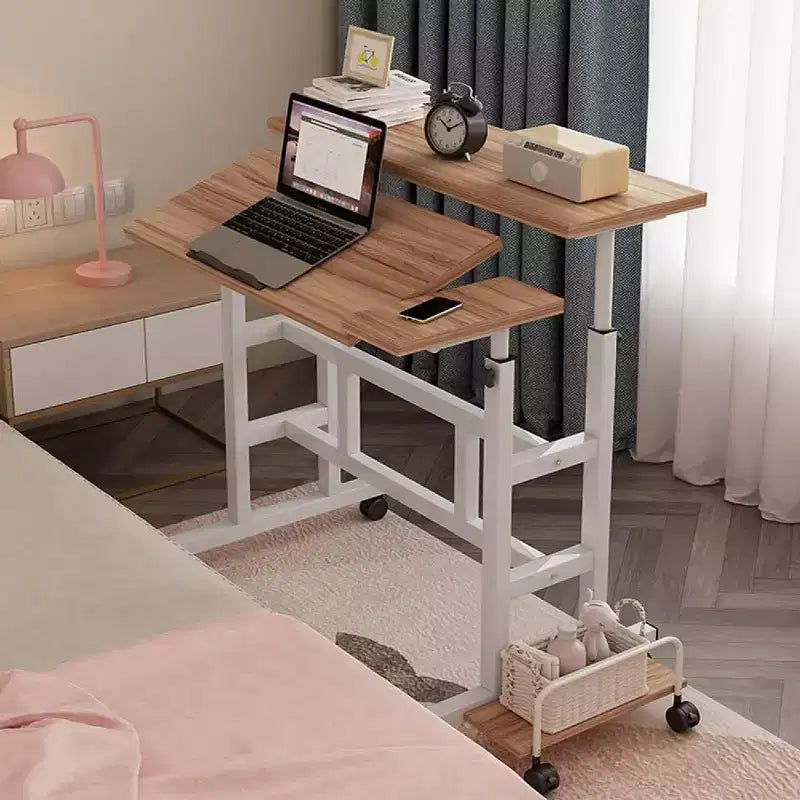 Bureau mobile assis-debout à hauteur réglable, grande station de travail informatique portable, table roulante avec roulettes verrouillables pour bureau et petits espaces