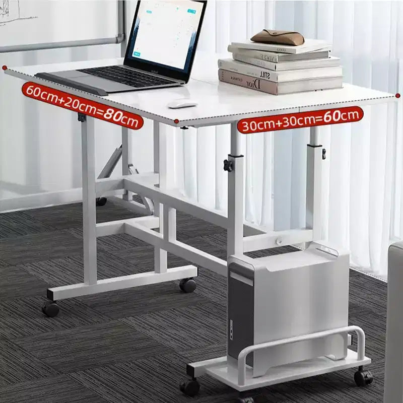 Bureau mobile assis-debout à hauteur réglable, grande station de travail informatique portable, table roulante avec roulettes verrouillables pour bureau et petits espaces