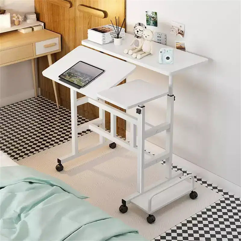 Bureau mobile assis-debout à hauteur réglable, grande station de travail informatique portable, table roulante avec roulettes verrouillables pour bureau et petits espaces