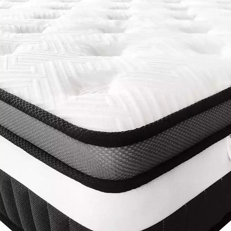 Matelas hybride Queen 14 po avec mousse à mémoire de forme infusée de gel, sommeil frais, soulagement de la pression, isolation des mouvements, sensation moyenne, housse respirante, CertiPUR-US