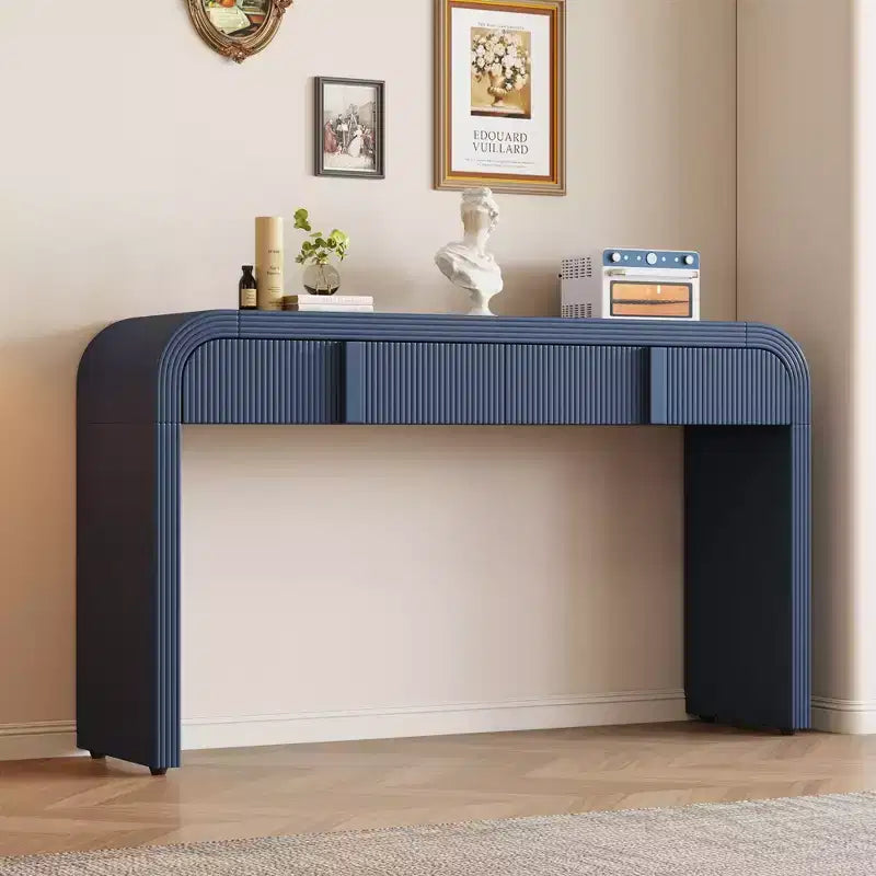 Table Console Minimaliste Moderne de 55 Pouces avec 2 Tiroirs de Rangement, Table d'Entrée pour le Salon, Couloir