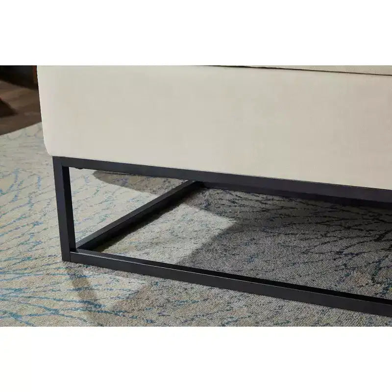 Banc de Rangement 58.6, Banc Rembourré avec Base Métallique pour Chambre à Coucher, Salon, Couloir, Beige