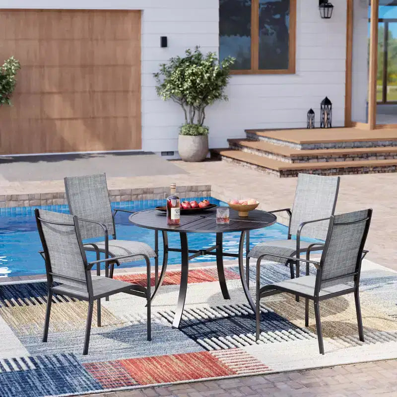 Ensemble de 6 chaises de salle à manger d'extérieur, chaises de salle à manger empilables pour l'extérieur