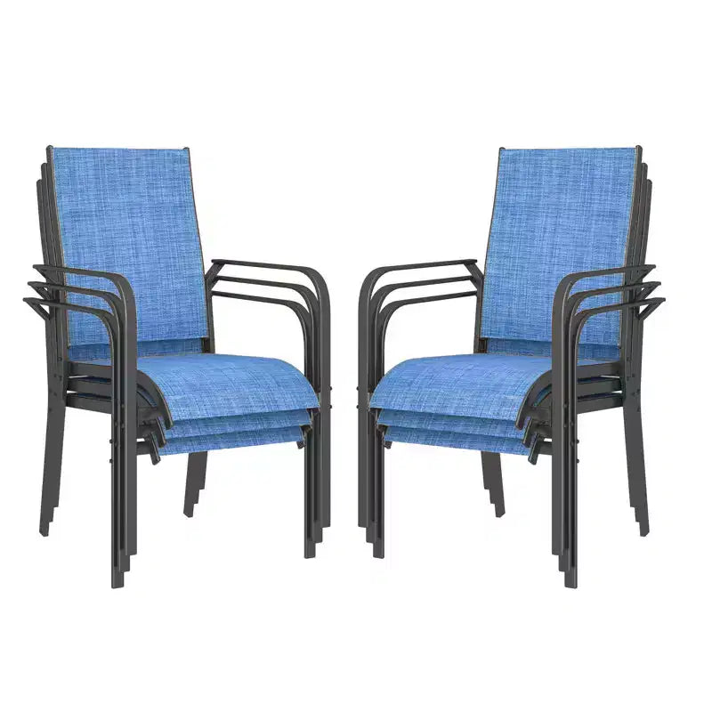Ensemble de 6 chaises de salle à manger d'extérieur, chaises de salle à manger empilables pour l'extérieur