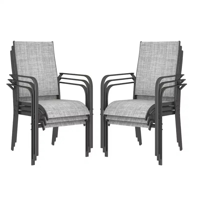 Ensemble de 6 chaises de salle à manger d'extérieur, chaises de salle à manger empilables pour l'extérieur