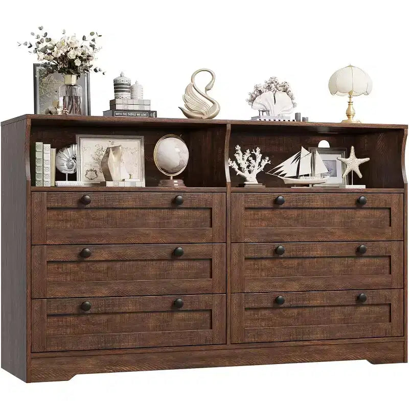 Commode à 6 tiroirs pour chambre à coucher, avec lumières LED RGB et prise de courant, commode de 140 cm de large, meuble TV pour téléviseurs de 55 pouces, pour salon, entrée