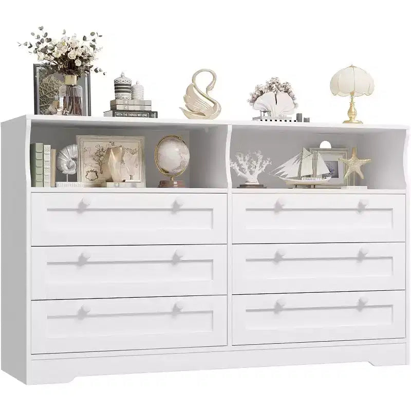 Commode à 6 tiroirs pour chambre à coucher, avec lumières LED RGB et prise de courant, commode de 140 cm de large, meuble TV pour téléviseurs de 55 pouces, pour salon, entrée