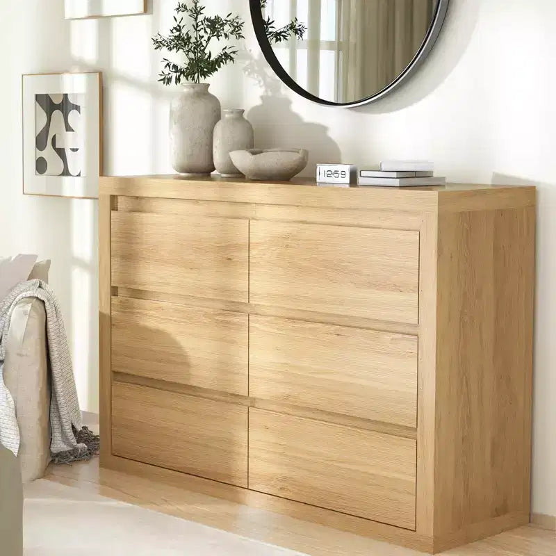6 Drawer Dresser, 47 Wide Modern Chest of Drawers, Mid Century Drawer Dresser Organizer for Bedroom, Living Room, Hallway