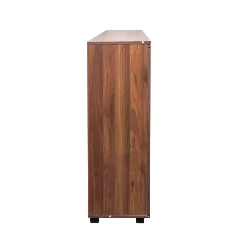 Meuble de rangement à chaussures en bois à 5 niveaux avec étagères réglables, range-chaussures à porte persiennée, organisateur de chaussures multi-scènes pour les espaces de vie de la maison