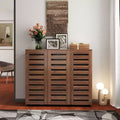Meuble de rangement à chaussures en bois à 5 niveaux avec étagères réglables, range-chaussures à porte persiennée, organisateur de chaussures multi-scènes pour les espaces de vie de la maison