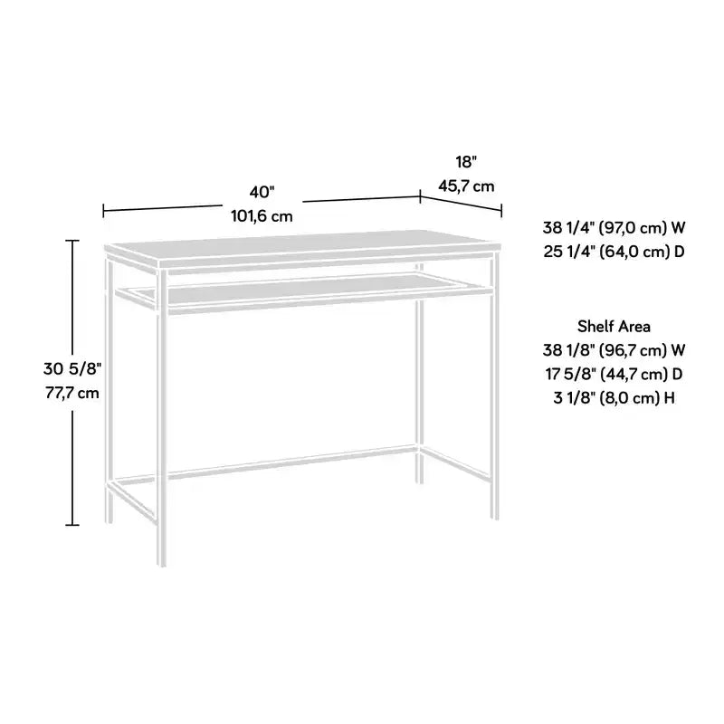 Bureau d'écriture moderne de 101,6 cm, bureau d'ordinateur de maison avec étagère inférieure réglable en grille, cadre métallique, bureau de travail pour bureau à domicile, étude, petits espaces, gris