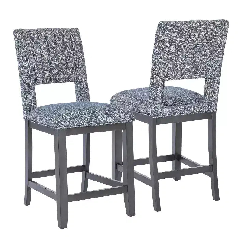 Lot de 2 tabourets de bar rembourrés Harlan avec dossier, hauteur comptoir : sans accoudoirs, dossier plein, cadre en bois d'hévéa, capacité de 125 kg