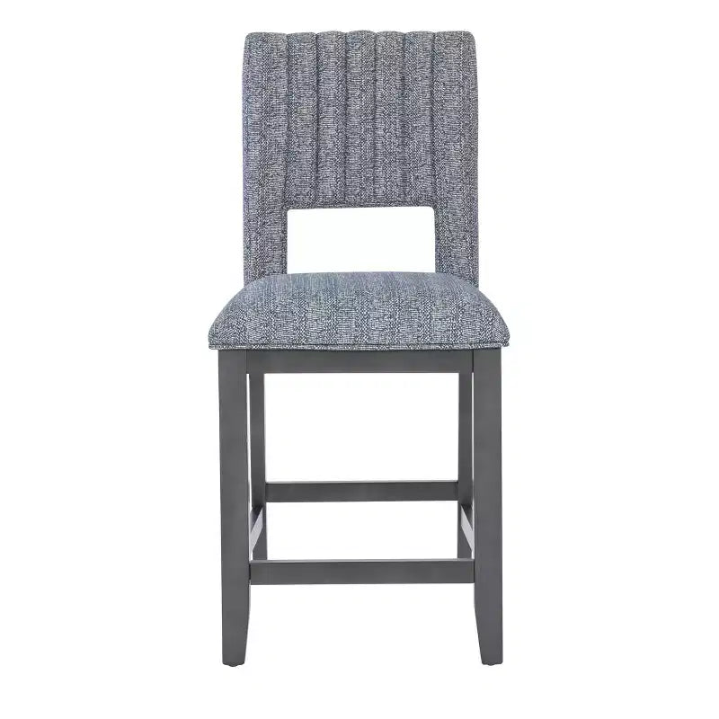 Lot de 2 tabourets de bar rembourrés Harlan avec dossier, hauteur comptoir : sans accoudoirs, dossier plein, cadre en bois d'hévéa, capacité de 125 kg