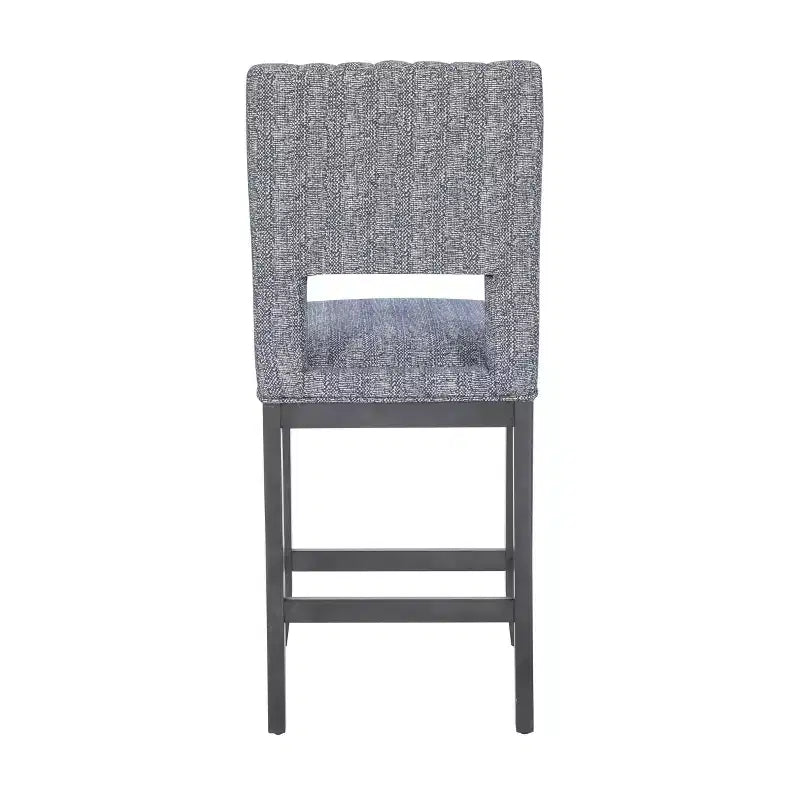 Lot de 2 tabourets de bar rembourrés Harlan avec dossier, hauteur comptoir : sans accoudoirs, dossier plein, cadre en bois d'hévéa, capacité de 125 kg