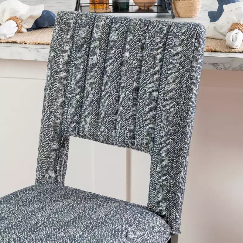 Lot de 2 tabourets de bar rembourrés Harlan avec dossier, hauteur comptoir : sans accoudoirs, dossier plein, cadre en bois d'hévéa, capacité de 125 kg