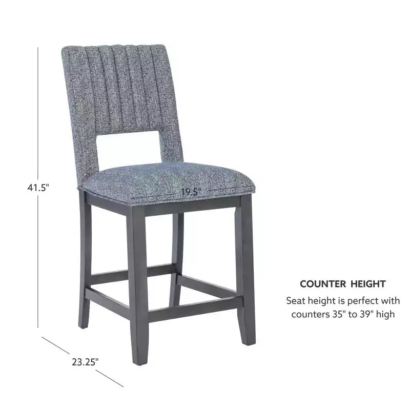 Lot de 2 tabourets de bar rembourrés Harlan avec dossier, hauteur comptoir : sans accoudoirs, dossier plein, cadre en bois d'hévéa, capacité de 125 kg