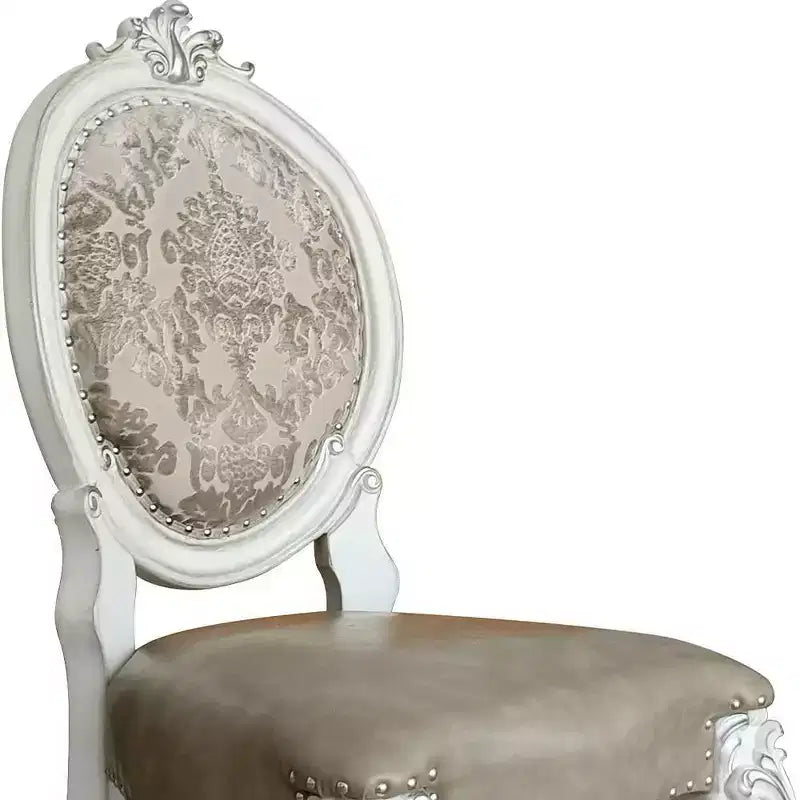 Chaises de salle à manger Versailles 21" et finition blanc cassé - Acme Furniture : style traditionnel, clous décoratifs, dossier capitonné