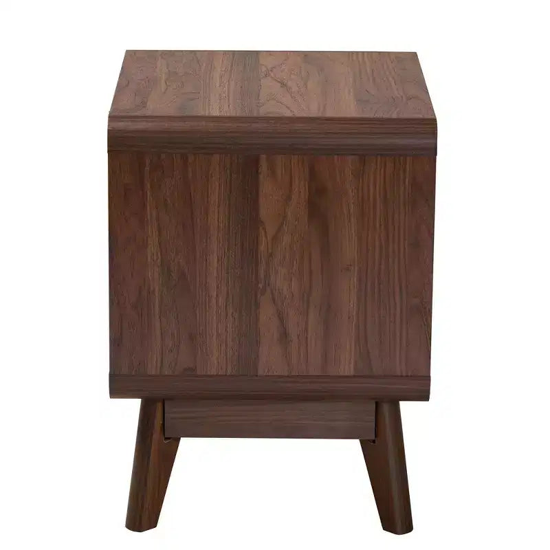 Table de chevet à 2 tiroirs en bois Noyer brun : Meuble de chevet élégant, Panneau de particules MDF