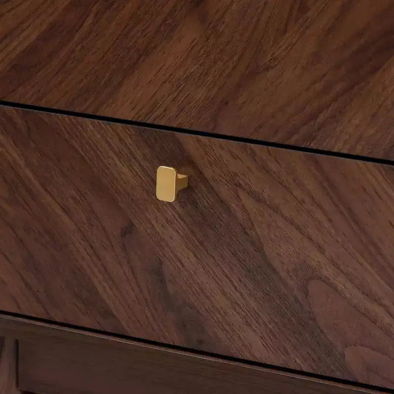 Table de chevet à 2 tiroirs en bois Noyer brun : Meuble de chevet élégant, Panneau de particules MDF