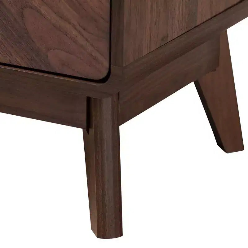 Table de chevet à 2 tiroirs en bois Noyer brun : Meuble de chevet élégant, Panneau de particules MDF