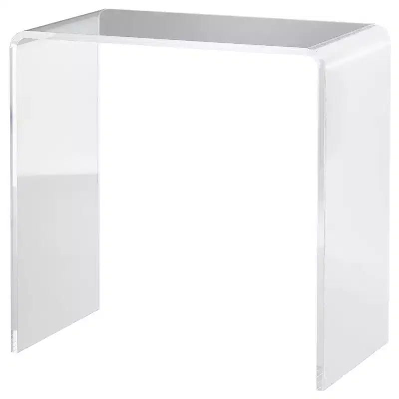 Table d'appoint en acrylique, table d'extrémité moderne en cascade avec bords arrondis pour petits espaces, 21 x 12 x 21, transparente
