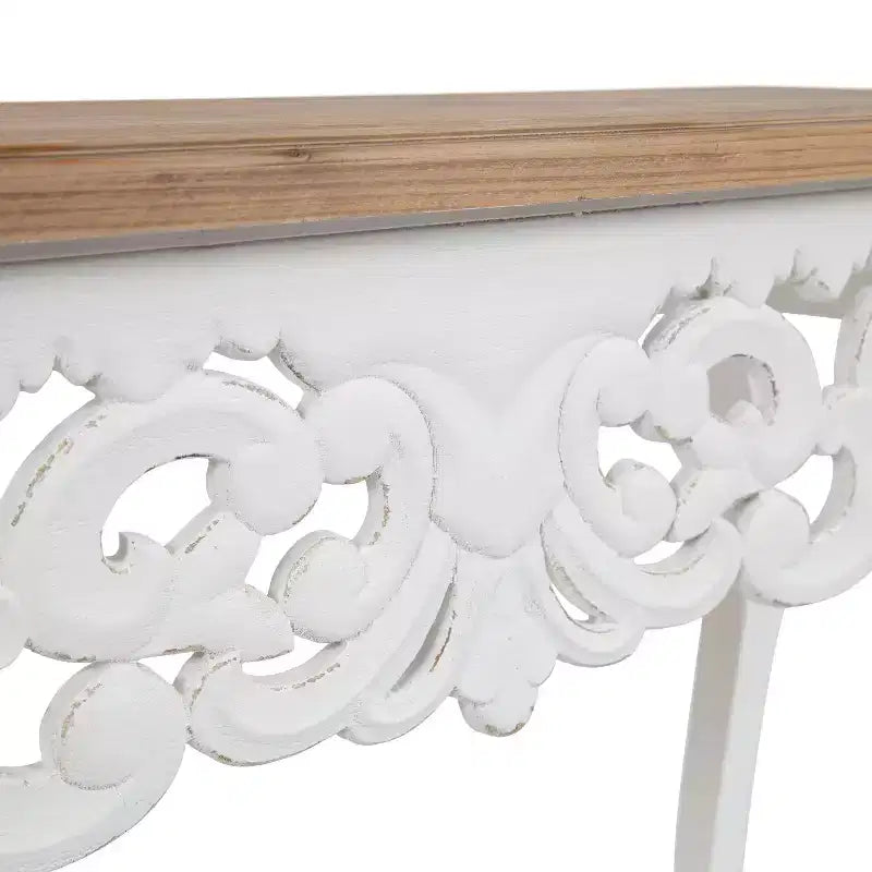 Table console rectangulaire en bois Antonella, 38x13x30, Marron rustique