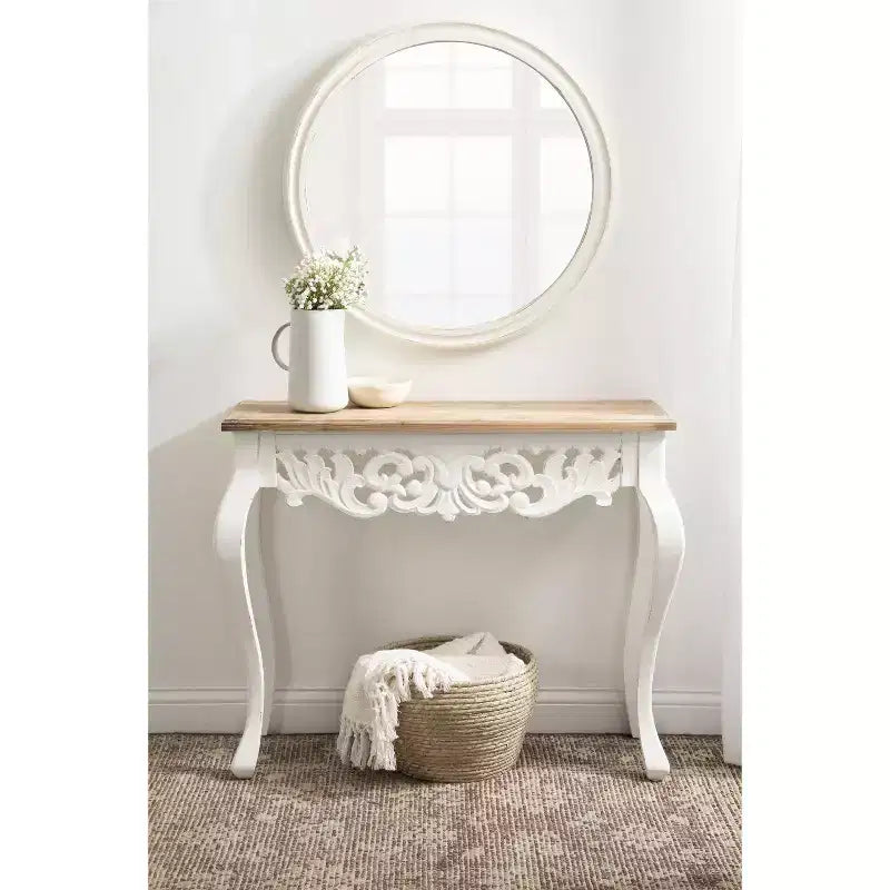 Table console rectangulaire en bois Antonella, 38x13x30, Marron rustique