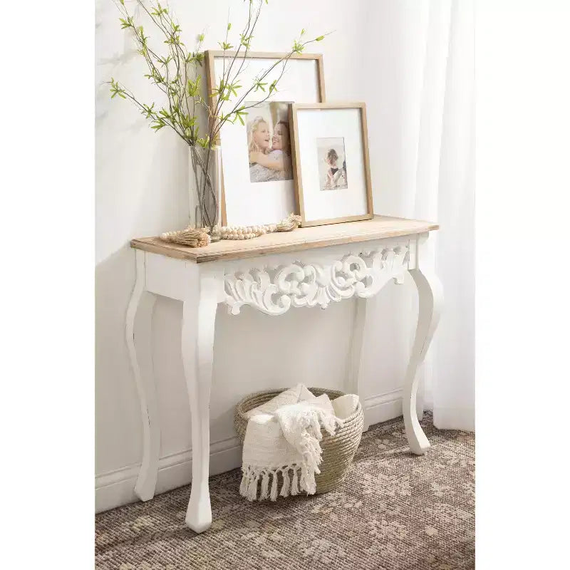 Table console rectangulaire en bois Antonella, 38x13x30, Marron rustique