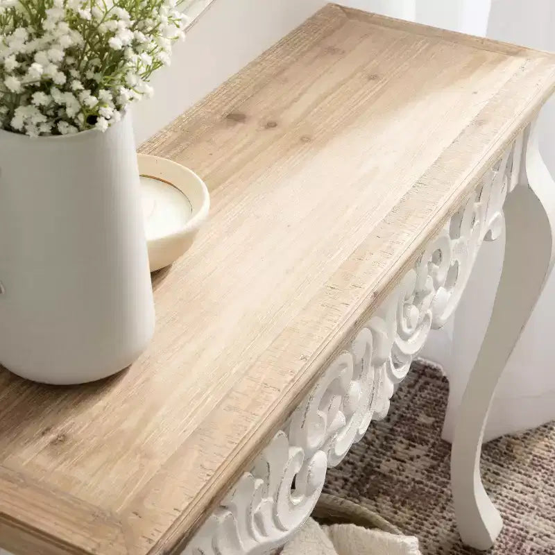 Table console rectangulaire en bois Antonella, 38x13x30, Marron rustique
