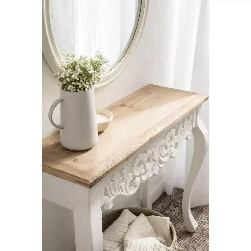Table console rectangulaire en bois Antonella, 38x13x30, Marron rustique
