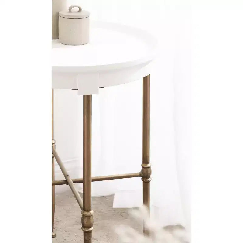 Table d'appoint ronde en MDF, 19x19x26, blanc