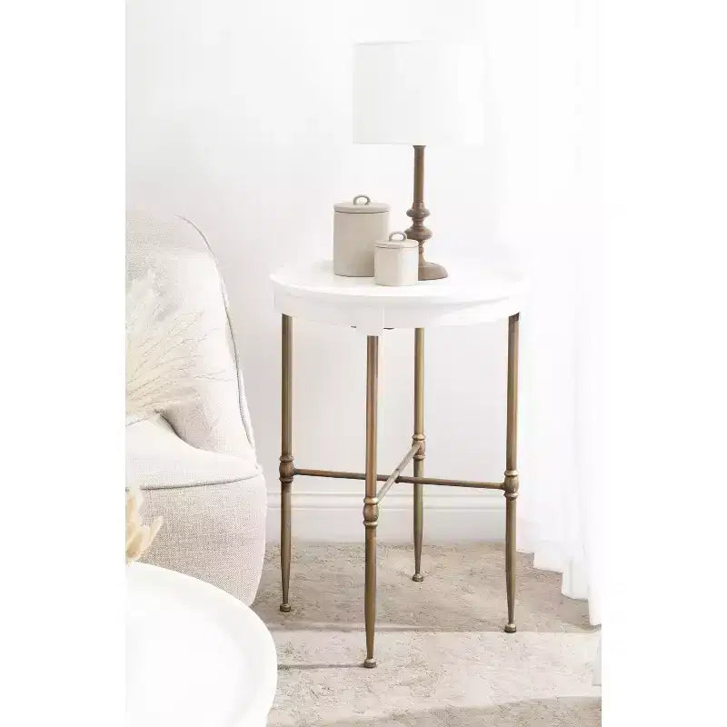 Table d'appoint ronde en MDF, 19x19x26, blanc