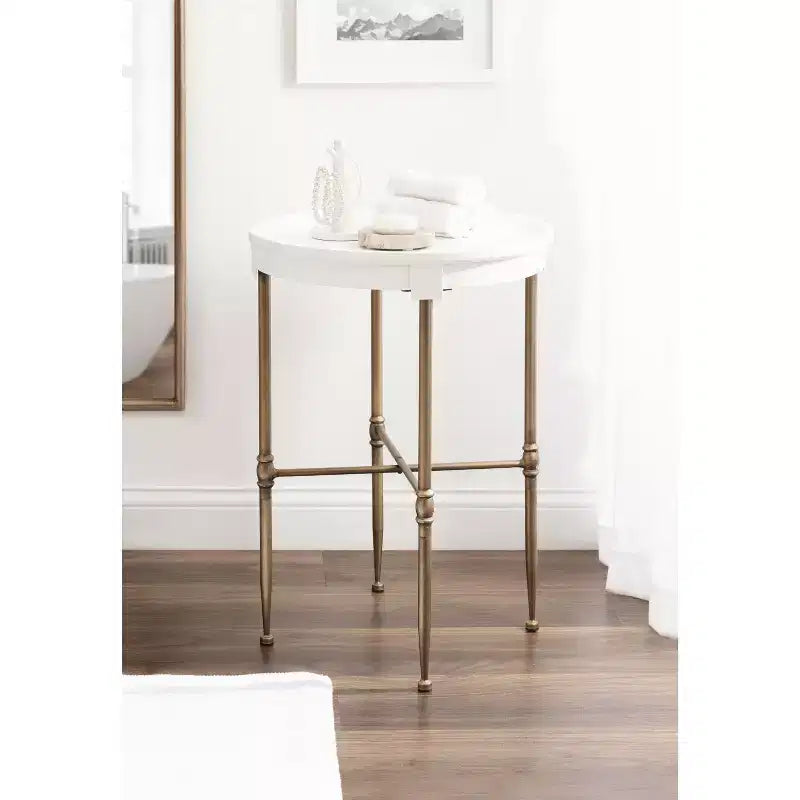Table d'appoint ronde en MDF, 19x19x26, blanc