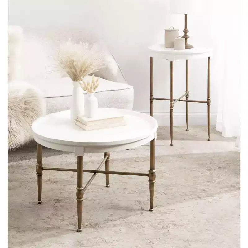 Table d'appoint ronde en MDF, 19x19x26, blanc