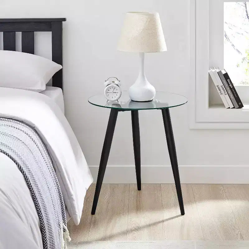 Table d'appoint ronde en verre de style Mid-Century Modern - Danya B.