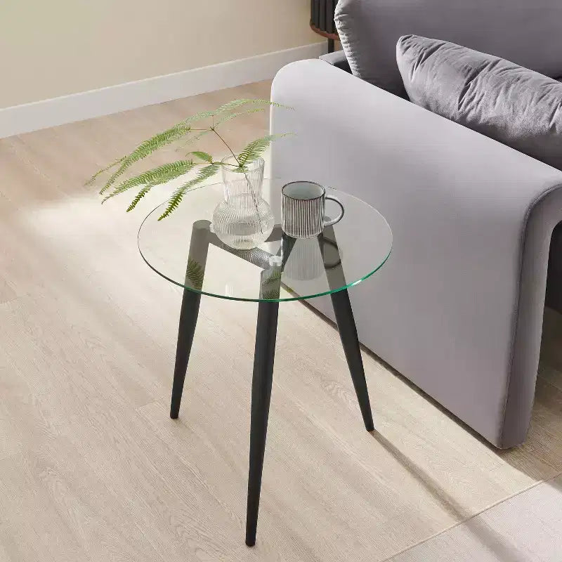 Table d'appoint ronde en verre de style Mid-Century Modern - Danya B.