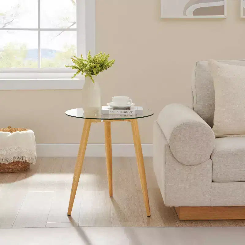 Table d'appoint ronde en verre de style Mid-Century Modern - Danya B.