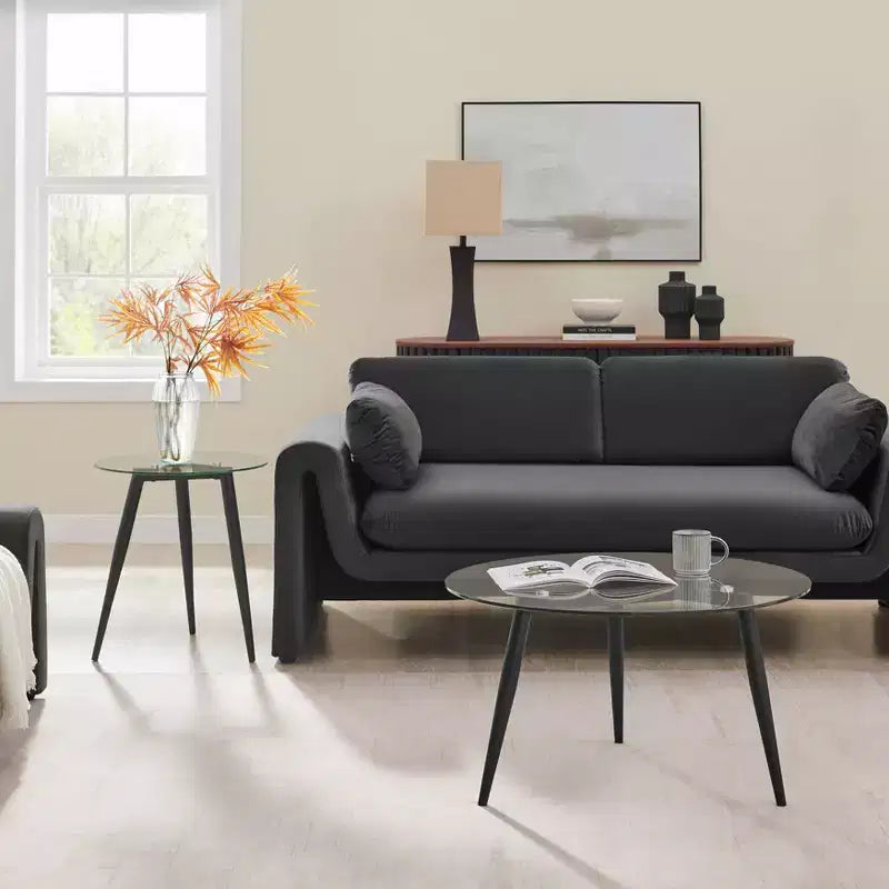 Table d'appoint ronde en verre de style Mid-Century Modern - Danya B.
