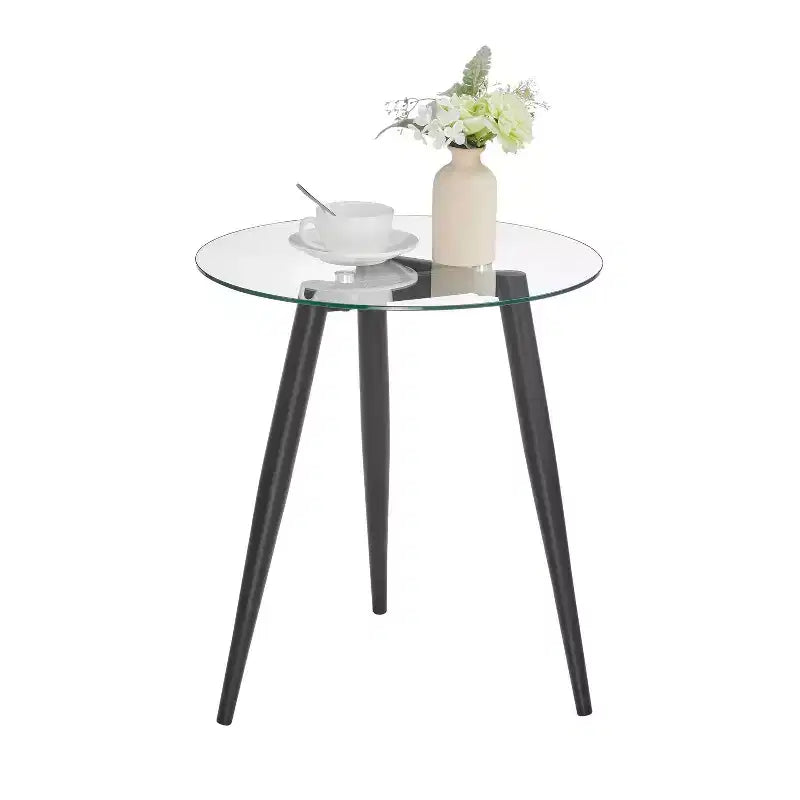 Table d'appoint ronde en verre de style Mid-Century Modern - Danya B.