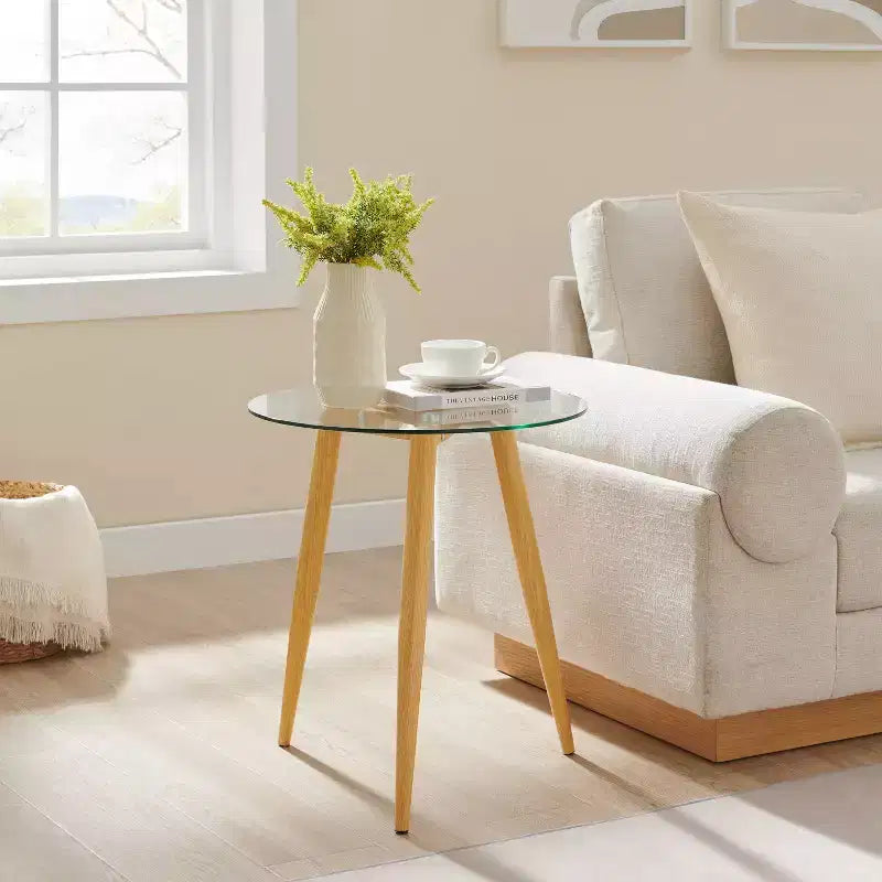 Table d'appoint ronde en verre de style Mid-Century Modern - Danya B.