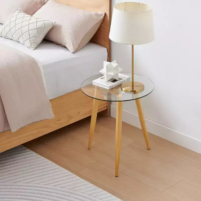 Table d'appoint ronde en verre de style Mid-Century Modern - Danya B.