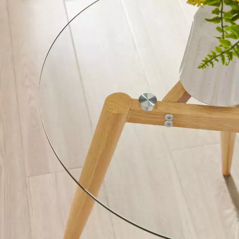 Table d'appoint ronde en verre de style Mid-Century Modern - Danya B.