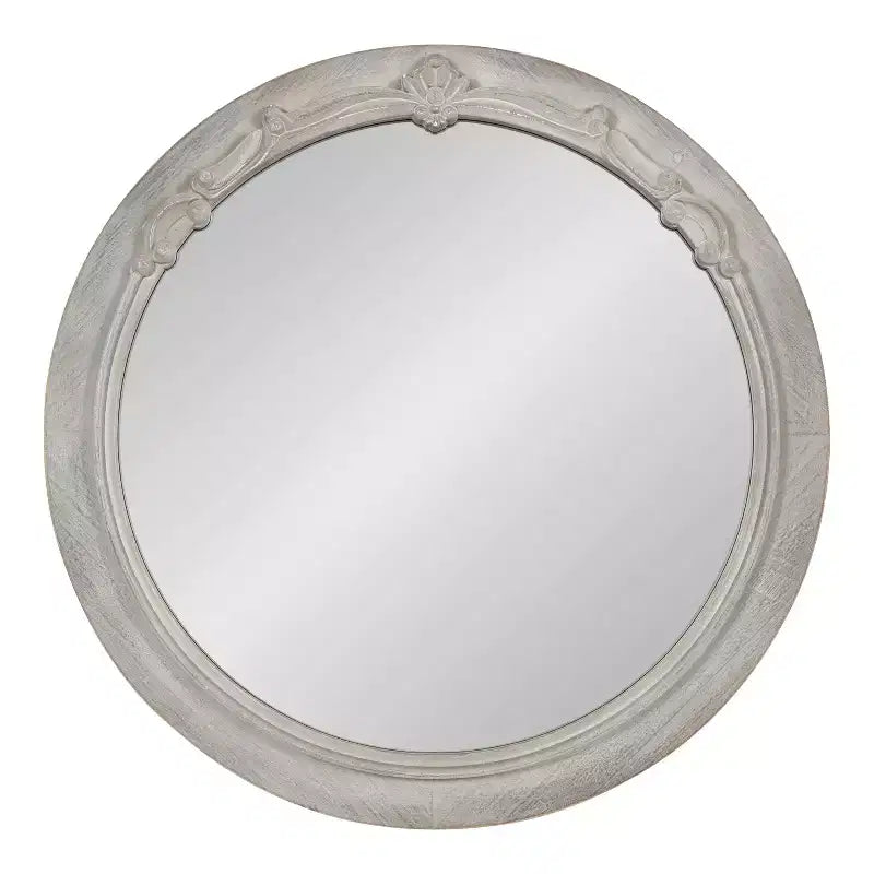 Kate and Laurel Irelyn Round MDF Round Mirror, 26 Diameter, Gray