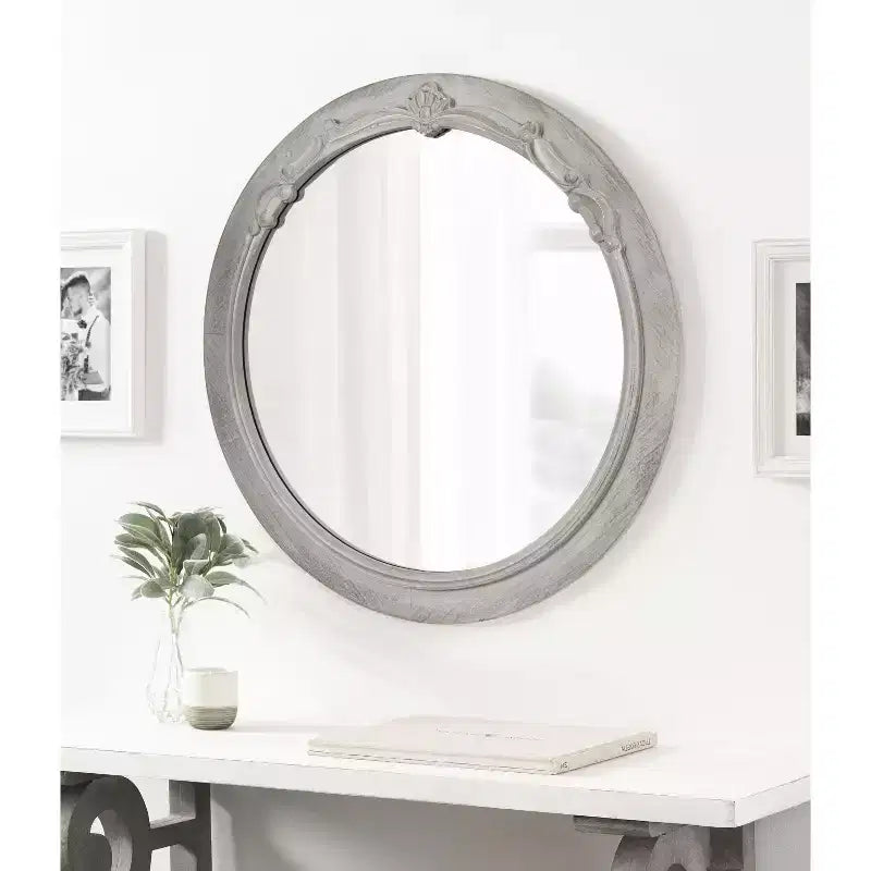 Miroir rond en MDF, 26 de diamètre, gris